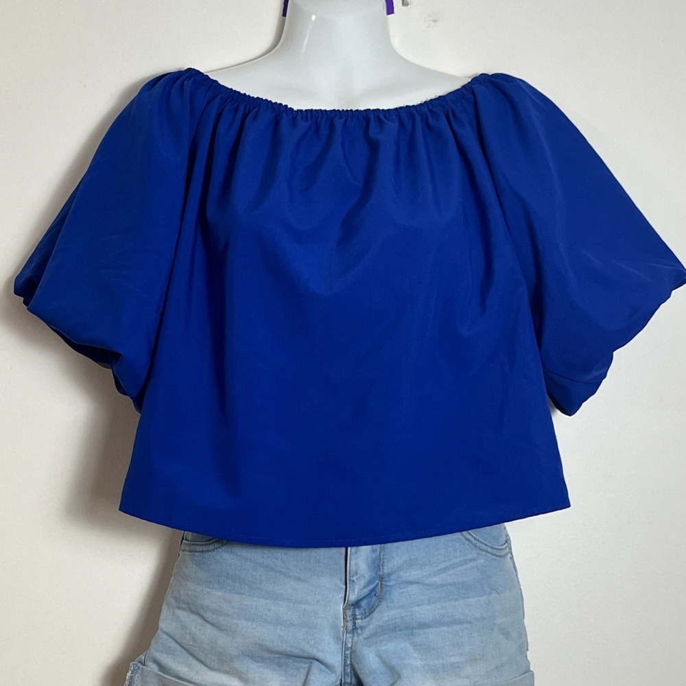 Elodie Off the Shoulder Blouse XS Balloon Sleeve Casual Preppy Lightweight Top